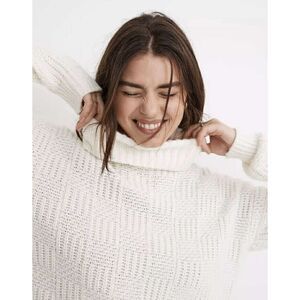 Madewell | Checkered Turtleneck Sweater in Creamy White | Small